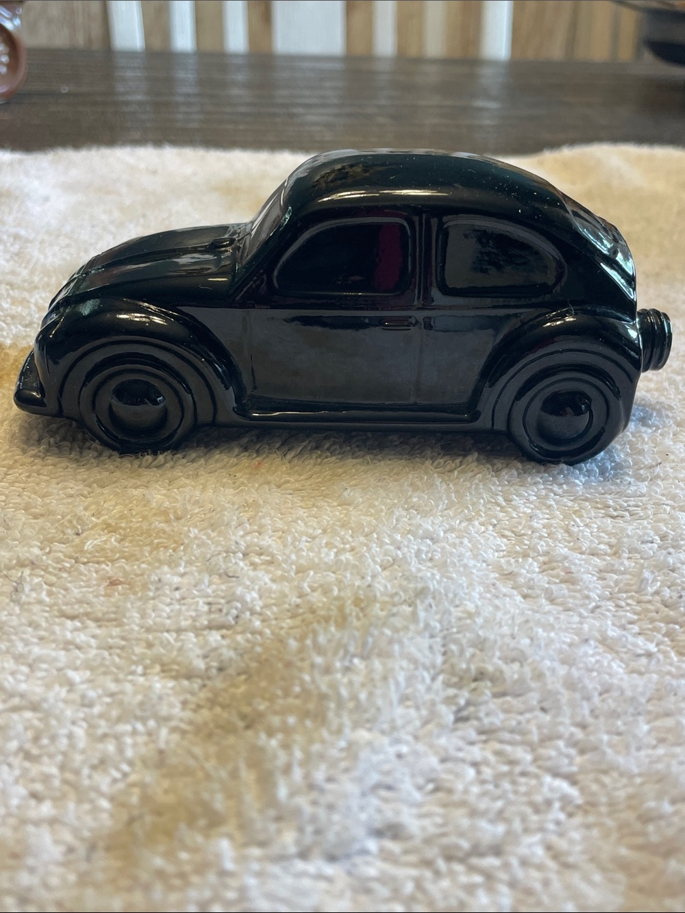Vintage Avon Spicy Aftershave Bottle: 1970s Black Glass Volkswagen Beetle